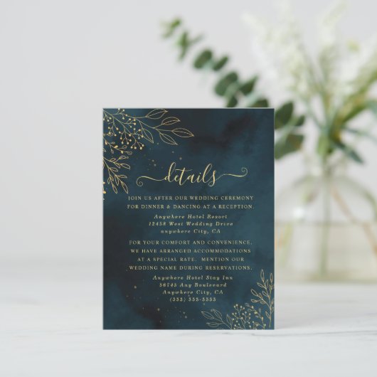Sjabloon van Navy Gold Wedding Stationery (Staand voorkant)