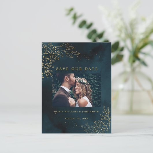 Sjabloon van Navy Gold Wedding Stationery Briefkaart (Staand voorkant)