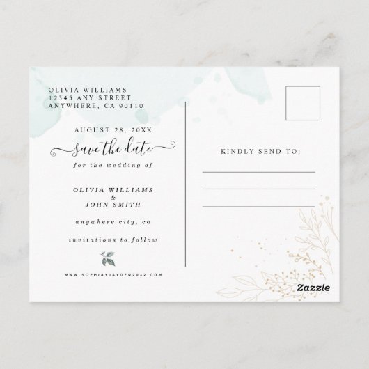 Sjabloon van Navy Gold Wedding Stationery Briefkaart (Achterkant)