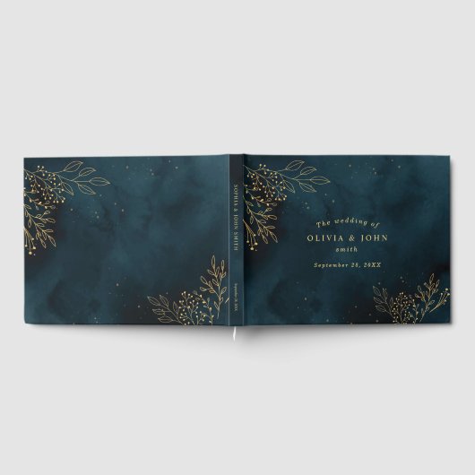 Sjabloon van Navy Gold Wedding Stationery Gastenboek (Volledig)