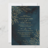 Sjabloon van Navy Gold Wedding Stationery Kaart (Voorkant)