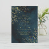 Sjabloon van Navy Gold Wedding Stationery Kaart (Staand voorkant)