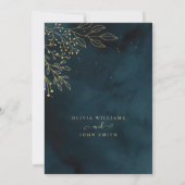 Sjabloon van Navy Gold Wedding Stationery Kaart (Achterkant)