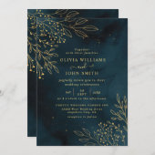 Sjabloon van Navy Gold Wedding Stationery Kaart (Voorkant / Achterkant)