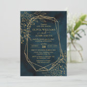 Sjabloon van Navy Gold Wedding Stationery Kaart (Staand voorkant)