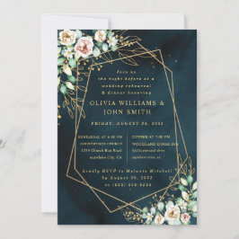 Sjabloon van Navy Gold Wedding Stationery Kaart
