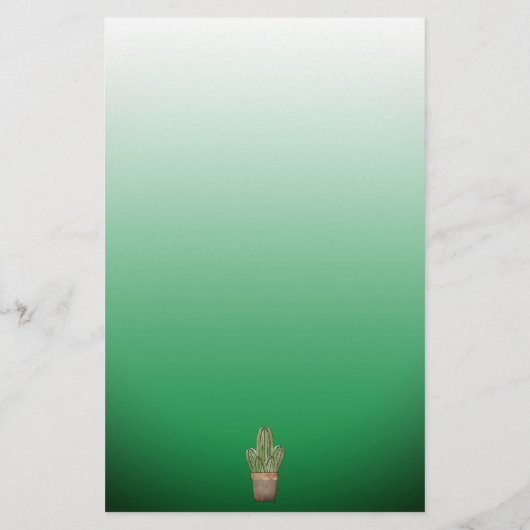 Sjabloon van Potted Cactus Green Ombre, dubbelzijd Briefpapier (Achterkant)