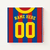 Sjabloon van Red & Blue Jersey Notitieboek Soccer  (Achterkant)