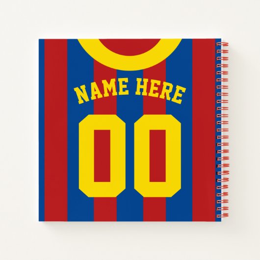 Sjabloon van Red & Blue Jersey Notitieboek Soccer  (Achterkant)