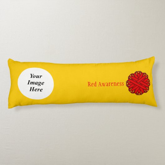 Sjabloon van Red Flower Ribbon door Kenneth Yoncic Lichaamskussen (Achterkant)