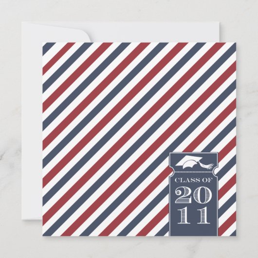 Sjabloon van striped Afstuderen kondiging Kaart (Achterkant)