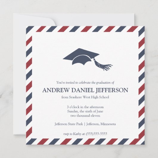 Sjabloon van striped Afstuderen kondiging Kaart (Voorkant)