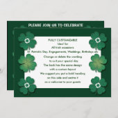 Sjabloon van uitnodigingen - aanpasbare shamrocks (Voorkant / Achterkant)