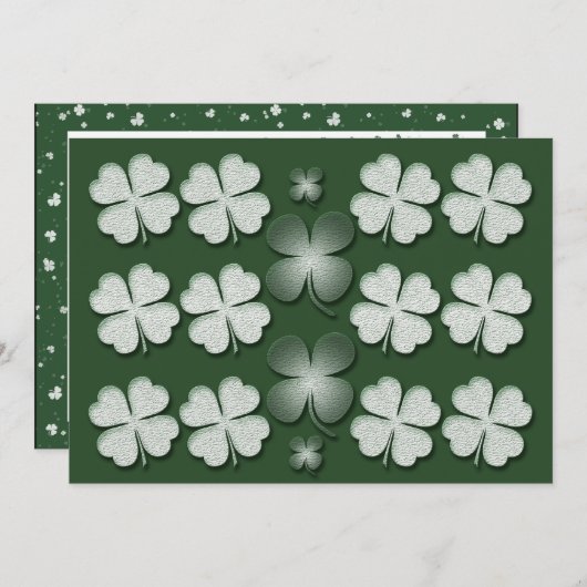Sjabloon van uitnodigingen - aanpasbare shamrocks (Voorkant / Achterkant)