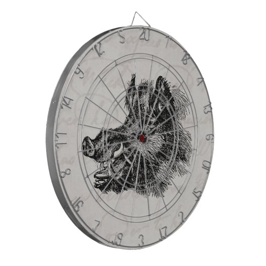 Sjabloon van wilde zwijnen met tussen Dartbord (Voorkant Links)