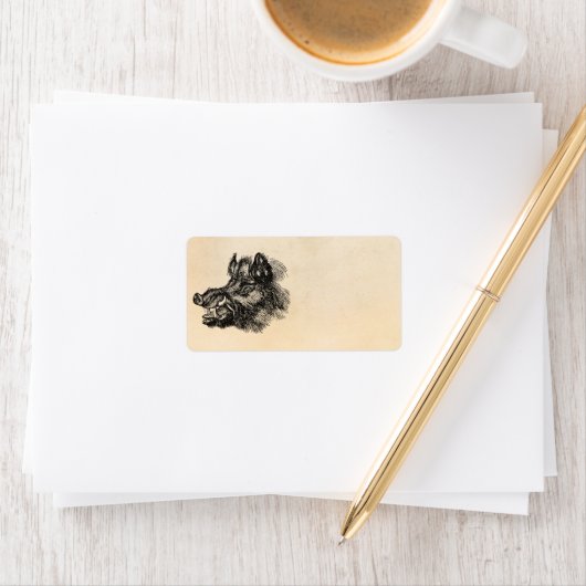  Sjabloon van wilde zwijnen met tussen Etiket (Insitu)