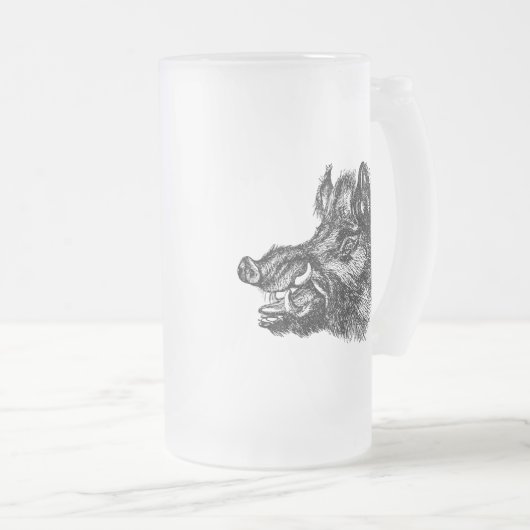  Sjabloon van wilde zwijnen met tussen Matglas Bierpul (Voorkant rechts)