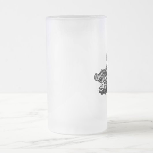  Sjabloon van wilde zwijnen met tussen Matglas Bierpul (Center)