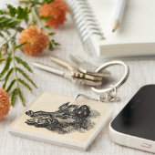 Sjabloon van wilde zwijnen met tussen Sleutelhanger (Voorkant Rechts)