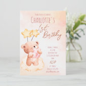 Sjabloon verjaardagsfeest op een witteddybeer kaart (Staand voorkant)