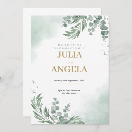 sjabloon verloving uitnodiging (Voorkant / Achterkant)