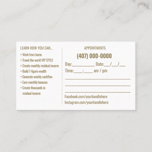 Sjabloon Visitekaartje reisagent (Achterkant)