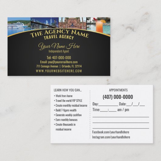 Sjabloon Visitekaartje reisplanner (Voorkant / Achterkant)