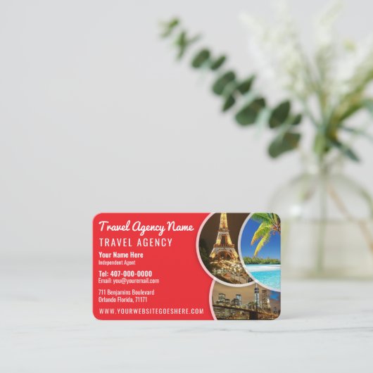 Sjabloon Visitekaartje van reisagent (Staand voorkant)