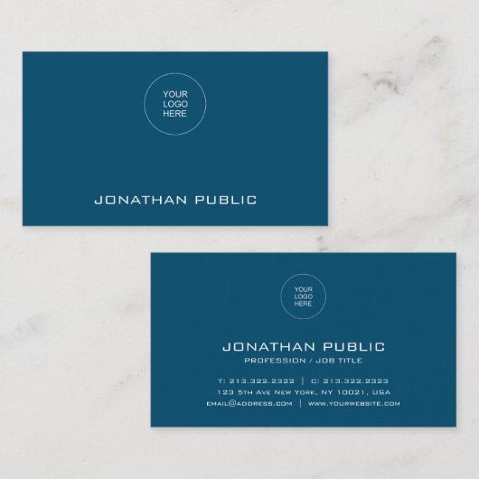 Sjabloon Visitekaartjes Elegant Ocean Blue Modern (Voorkant / Achterkant)