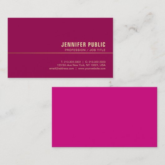 Sjabloon Visitekaartjes Gold Elegant Viva Magenta (Voorkant / Achterkant)