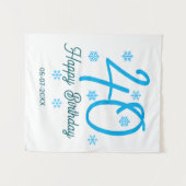 sjabloon voor 40e verjaardag naam datum jaar blauw wandkleed (Voorkant (horizontaal))