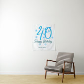 sjabloon voor 40e verjaardag naam datum jaar blauw wandkleed (In situ)