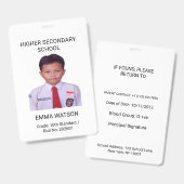 Sjabloon voor aangepaste schoolstudenten ID-badge Badge (Voor- en achterkant)