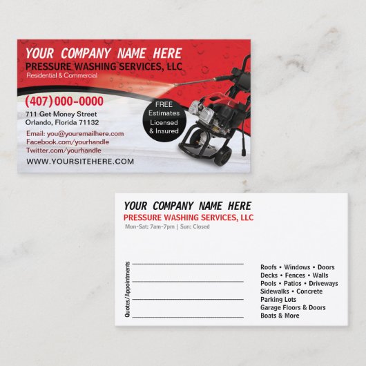 Sjabloon voor afwasmachine en reiniging van de dru afsprakenkaartje (Voorkant / Achterkant)