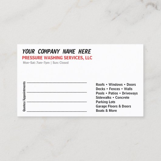 Sjabloon voor afwasmachine en reiniging van de dru afsprakenkaartje (Achterkant)