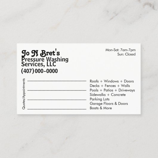 Sjabloon voor afwasmachine en reiniging van de dru afsprakenkaartje (Achterkant)