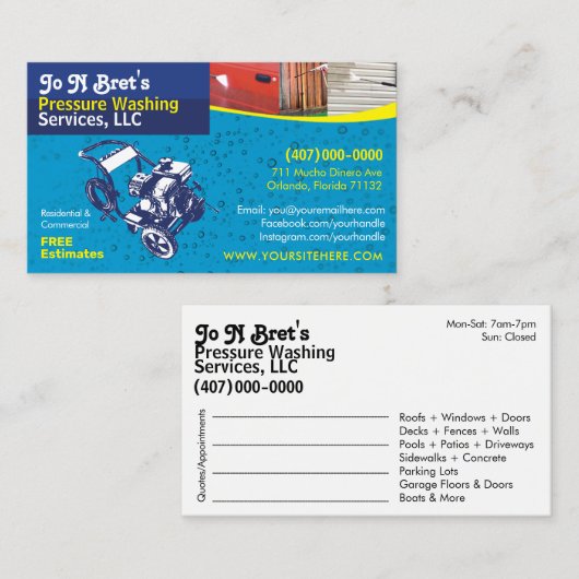 Sjabloon voor afwasmachine en reiniging van de dru afsprakenkaartje (Voorkant / Achterkant)