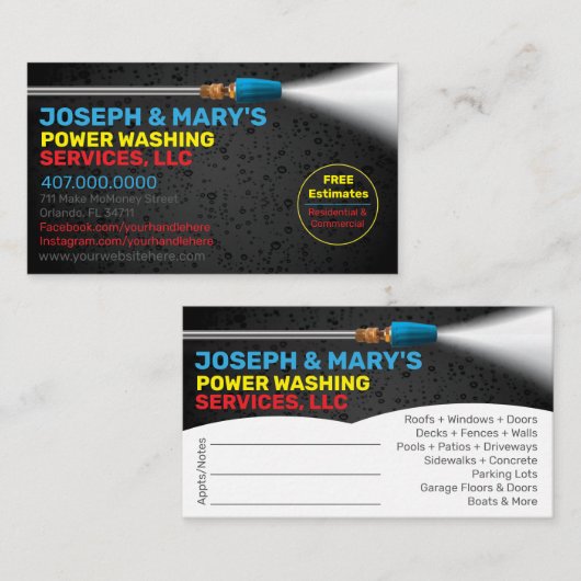 Sjabloon voor afwasmachine en reiniging van de dru visitekaartje (Voorkant / Achterkant)