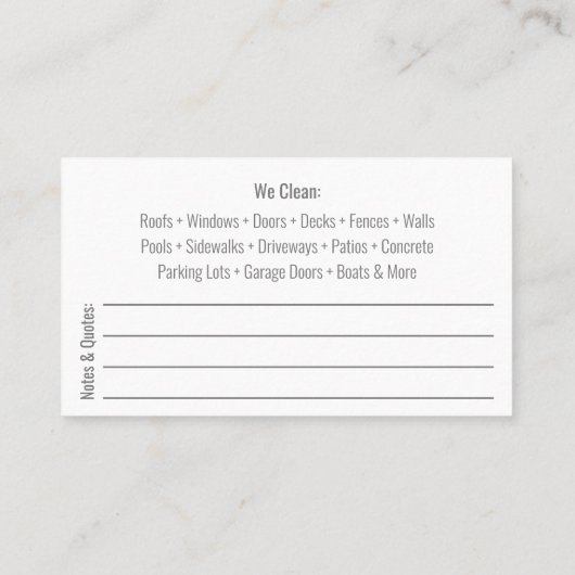 Sjabloon voor afwasmachine en reiniging van de dru visitekaartje (Achterkant)