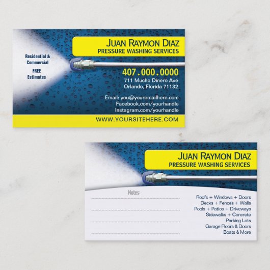 Sjabloon voor afwasmachine en reiniging van de dru visitekaartje (Voorkant / Achterkant)