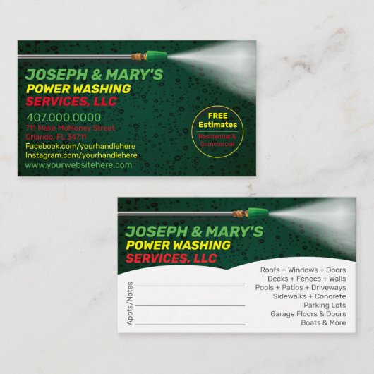 Sjabloon voor afwasmachine en reiniging van de dru visitekaartje (Voorkant / Achterkant)