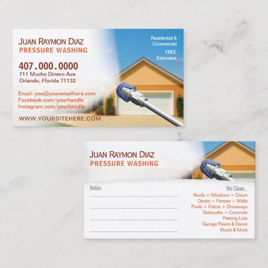 Sjabloon voor afwasmachine en reiniging van de dru visitekaartje (Voorkant / Achterkant)