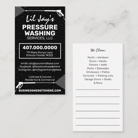 Sjabloon voor afwasmachine en reiniging van de dru visitekaartje (Voorkant / Achterkant)