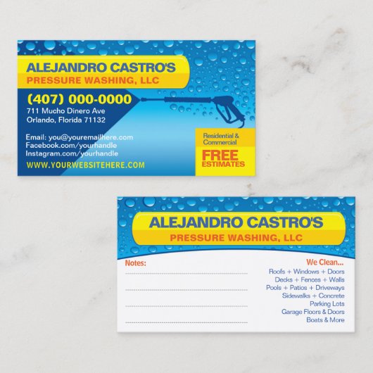 Sjabloon voor afwasmachine en reiniging van de dru visitekaartje (Voorkant / Achterkant)