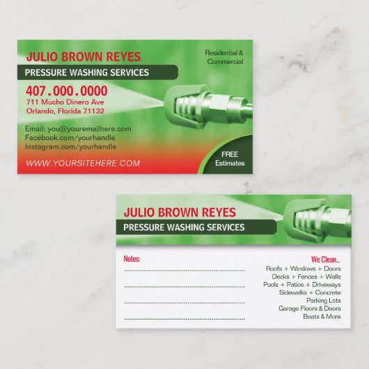 Sjabloon voor afwasmachine en reiniging van de dru visitekaartje (Voorkant / Achterkant)