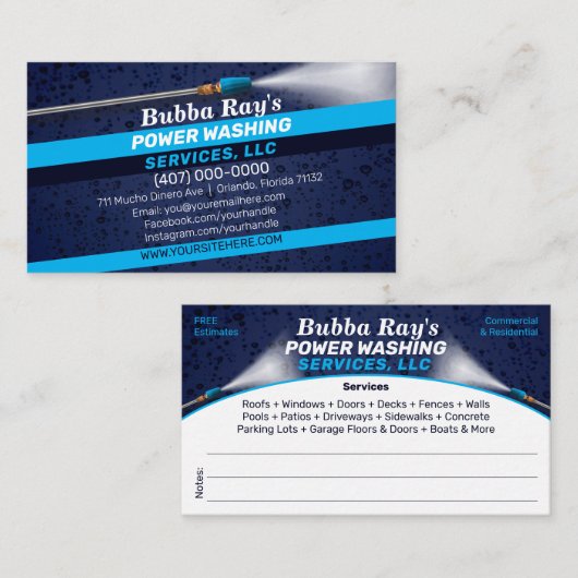 Sjabloon voor afwasmachine en reiniging van de dru visitekaartje (Voorkant / Achterkant)