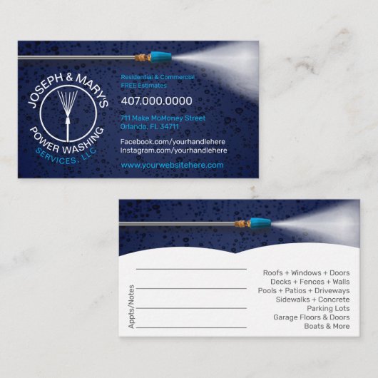 Sjabloon voor afwasmachine en reiniging van de dru visitekaartje (Voorkant / Achterkant)