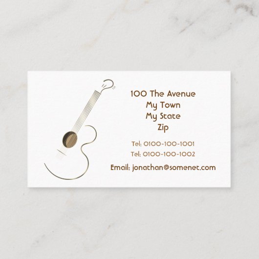 Sjabloon voor akoestische Guitar-Logo-visitekaartj Visitekaartje (Achterkant)