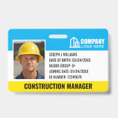 Sjabloon voor barcode met logo en ID van bouwplaat Badge (Voorzijde)