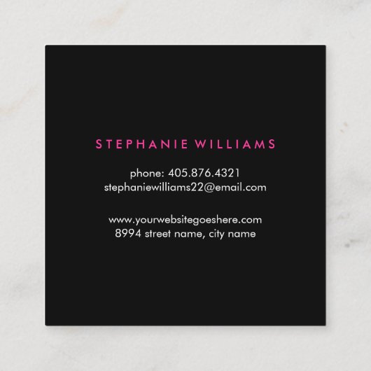 Sjabloon voor bedrijfskaarten voor haarsalon vierkante visitekaartje (Achterkant)